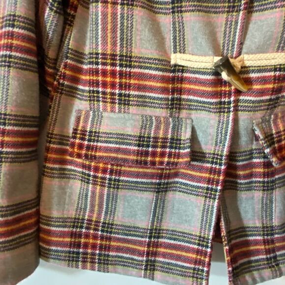 Brown With Red and black plaid fur trimmed Hood  Small - Picture 5 of 10